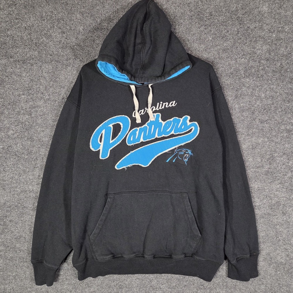 Carolina Panthers Hoodie Men's XL Black Blue NFL Pullover Sweatshirt Embroidered
